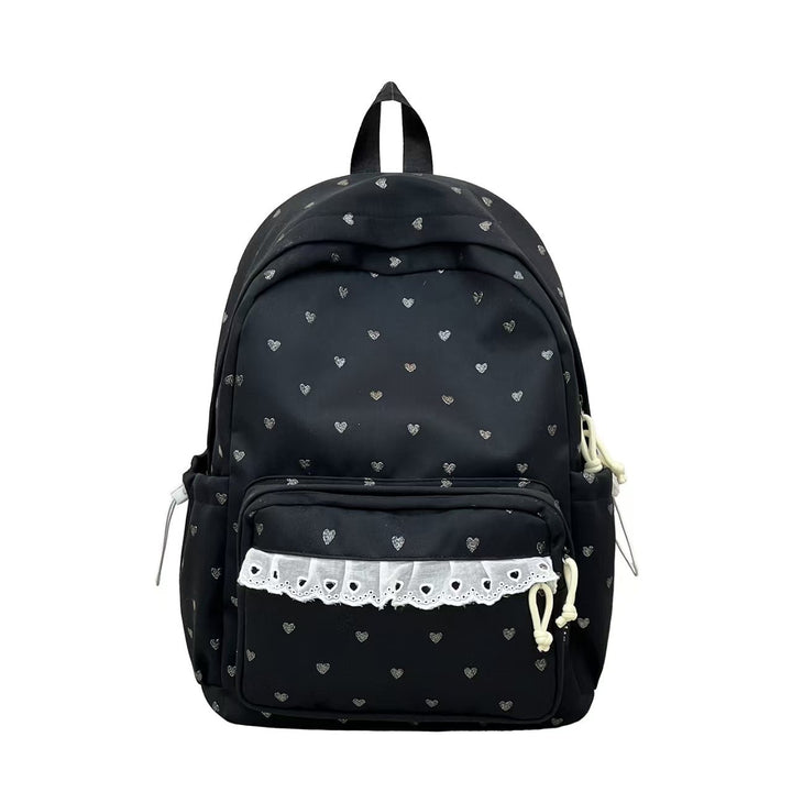 Backpack with Fine Heart Motif and Delicate Lace Appliqué Kalsten