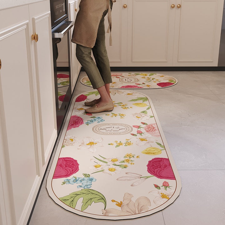 Floral Pattern Decorative Kitchen Mat