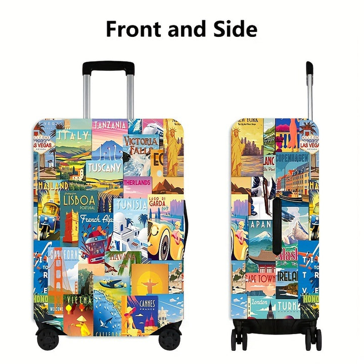 Women's Hard Shell Suitcase with Creative Travel Motif Kalsten