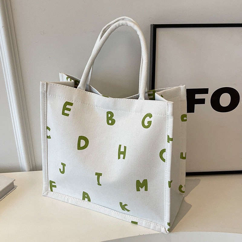 Alphabet Print Canvas Tote