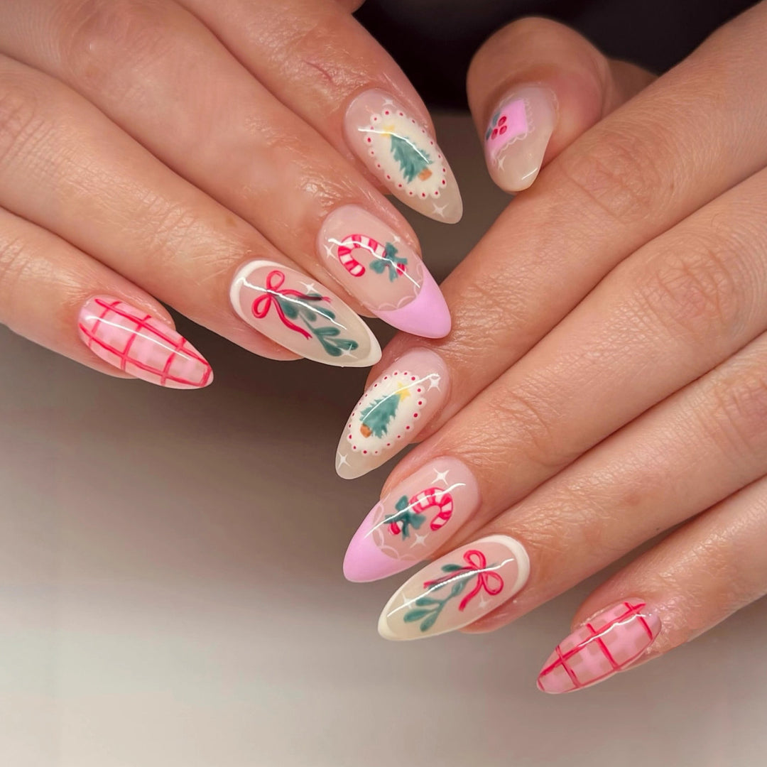 Festive Holiday-Themed Press-On Nail Art Set Kalsten 1790636735