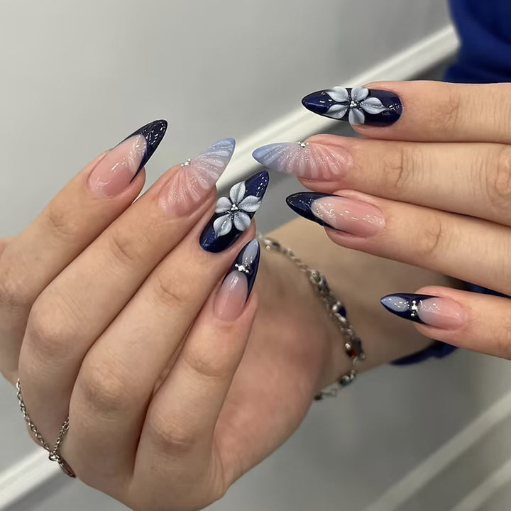 Artificial nail set with elegant floral and ombre designs Kalsten