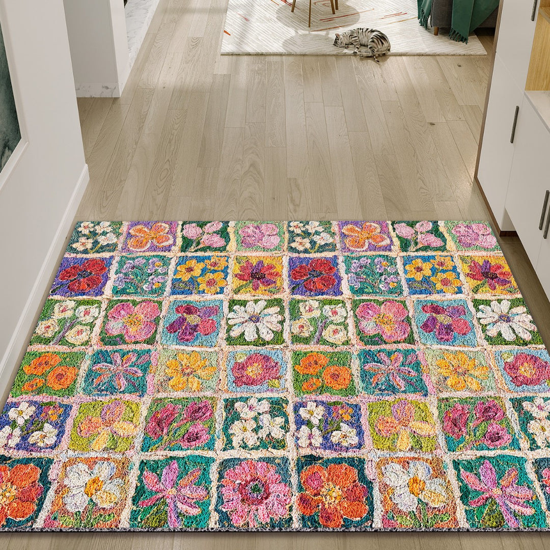 Colorful Floral Patchwork Area Rug Kalsten