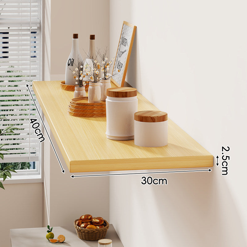 Floating Wall-Mounted Solid Wood Display Shelf with Concealed Brackets and Slim Profile