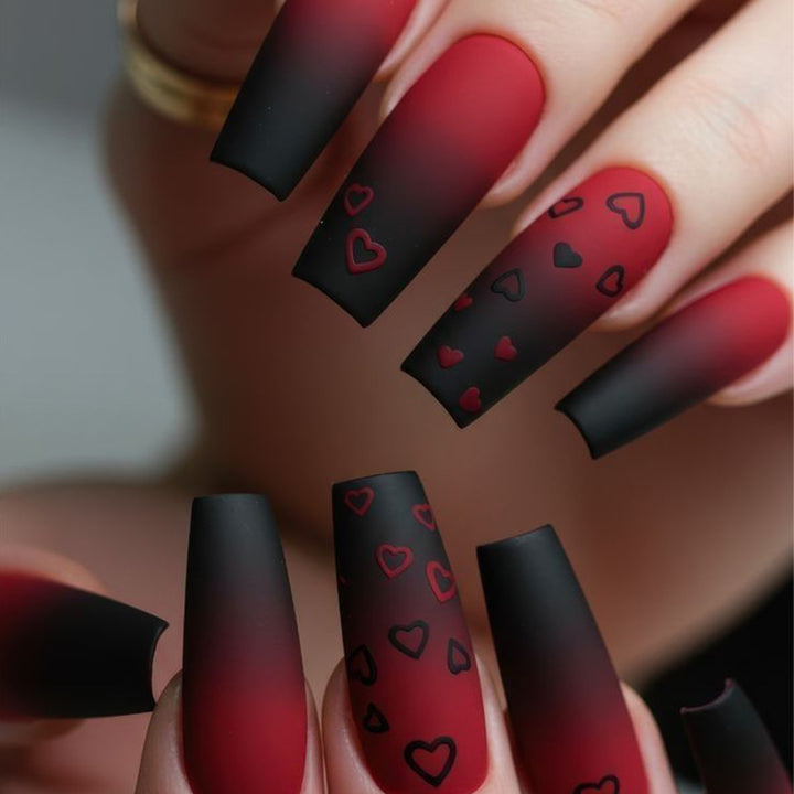 Artistic Heart-Design Acrylic Nail Art Extensions Kalsten