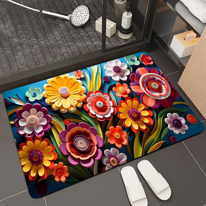 Floral Design Memory Foam Bath Mat Kalsten