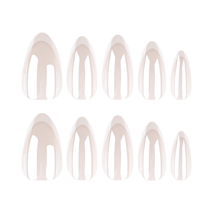 Artistic stiletto nails with elegant French tip embellishments Kalsten