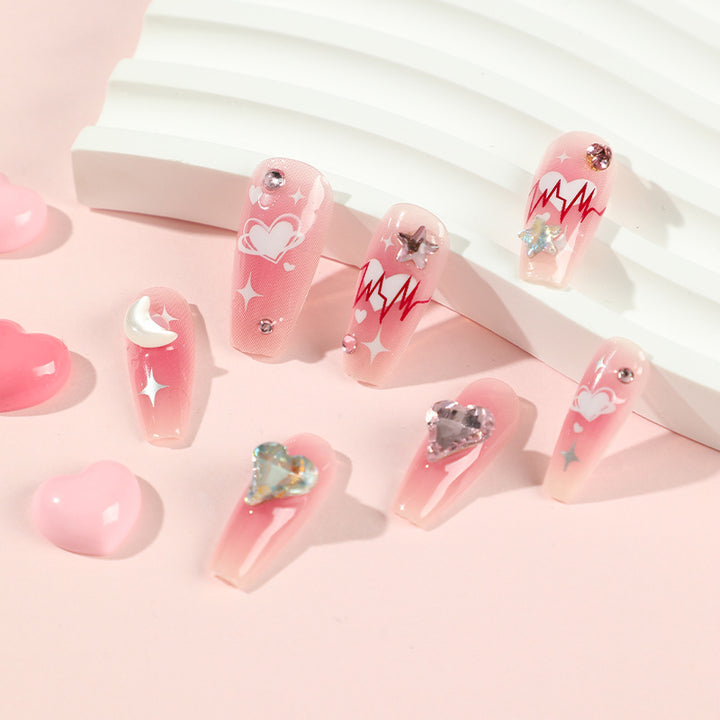 Artful Gel Nails with Glamorous Decorations Kalsten