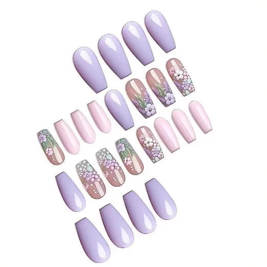 Floral Themed Acrylic Nail Art Enhancements Kalsten