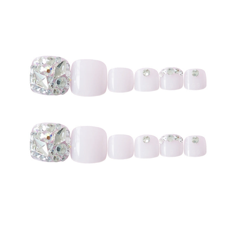 Glamorous Rhinestone-Embellished Press-On Toenails Kalsten