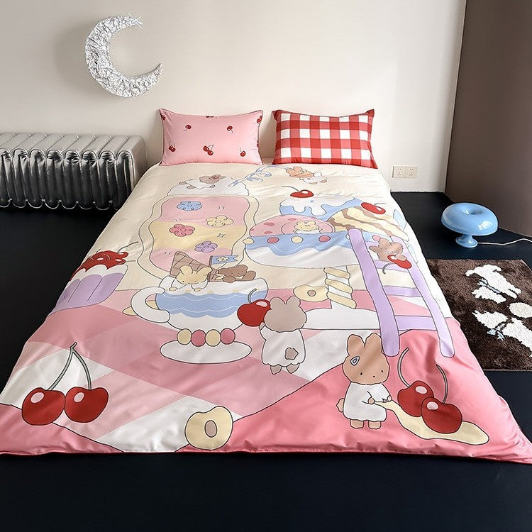 Playful bedding set with dessert illustration print
