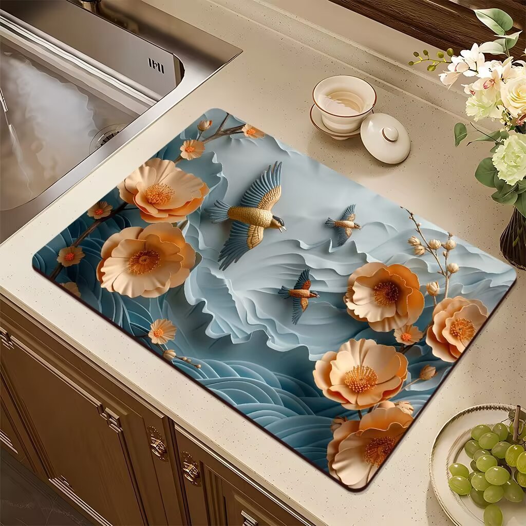 Artistic Floral Design Kitchen Mat Kalsten