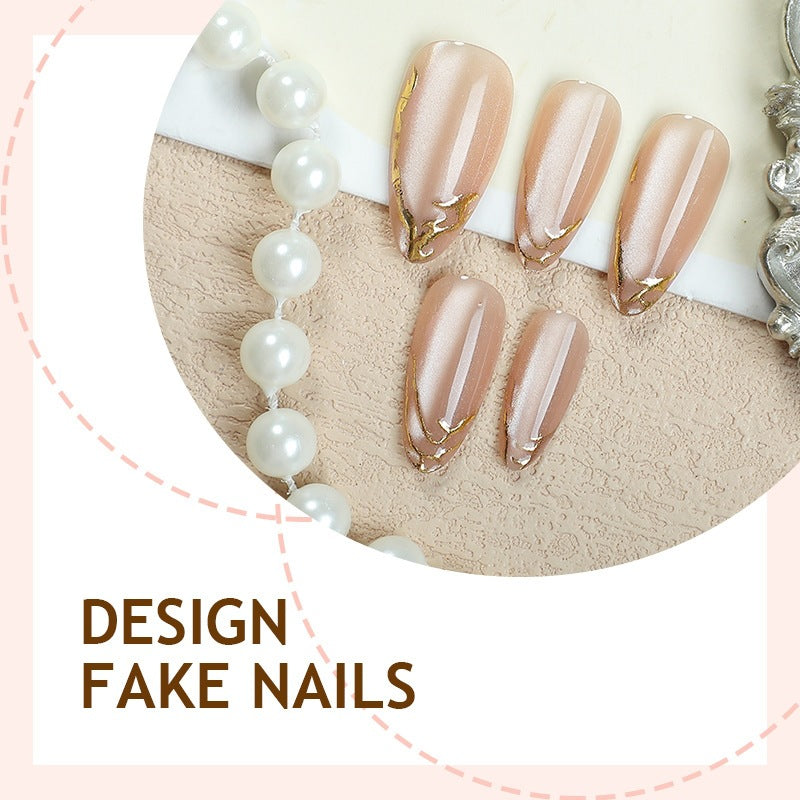 Artificial nail tips with elegant gold accent Kalsten