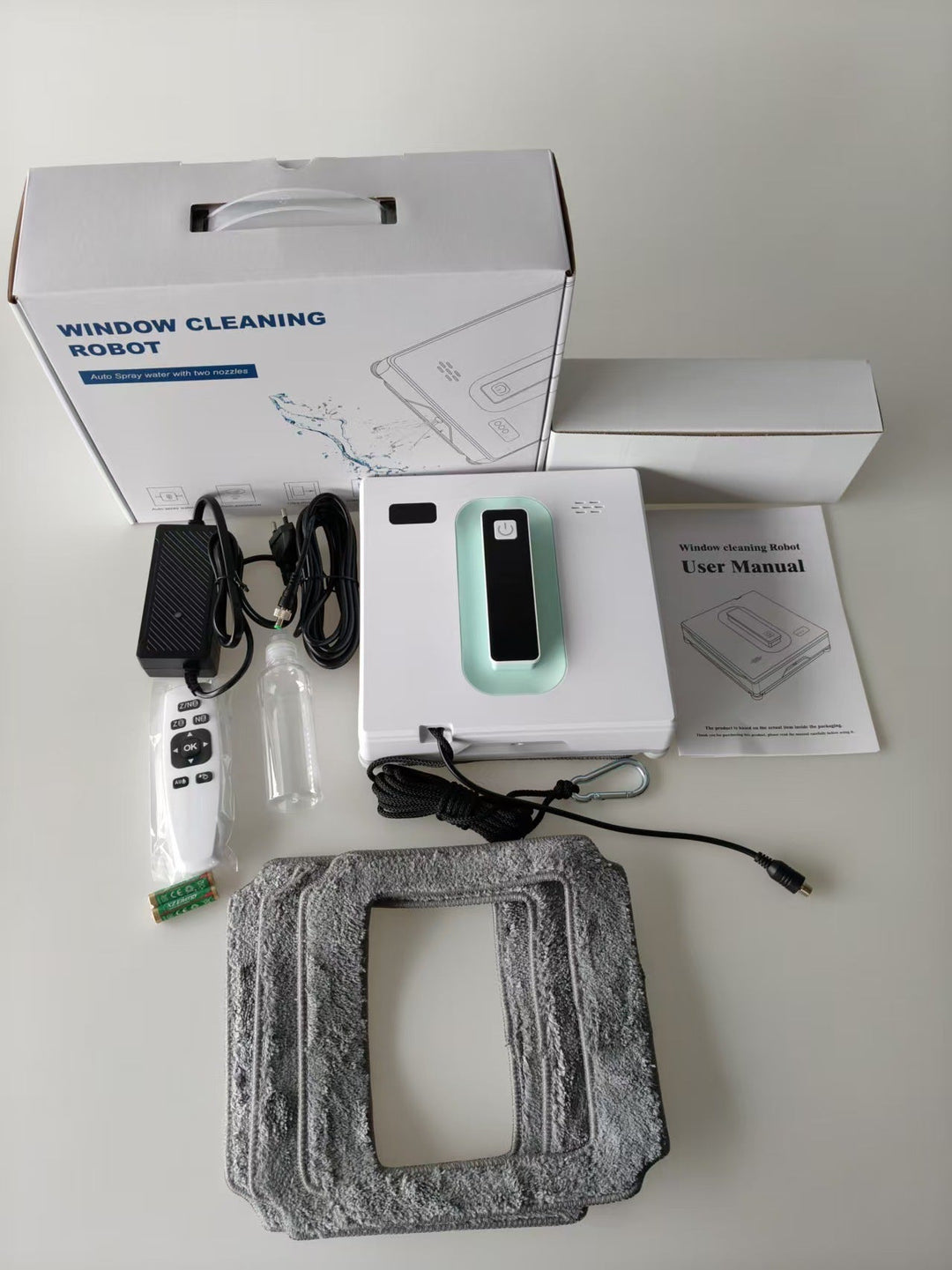 robotic window cleaner with dual-nozzle auto spray and reinforced safety tether Kalsten