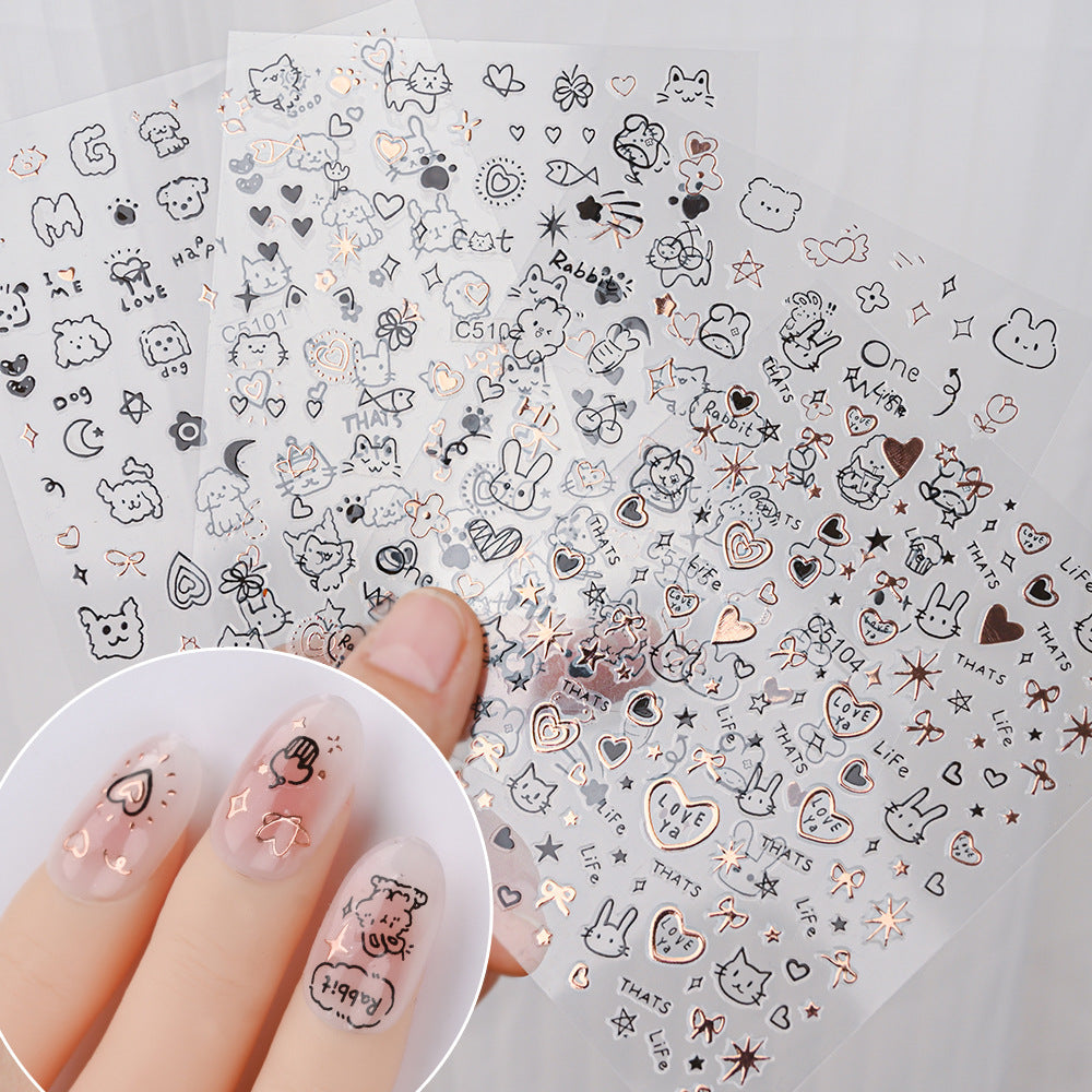 Cat-Themed Nail Art Stickers