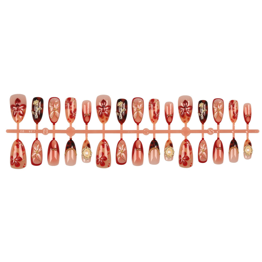 Artistic Floral Design Press-On Nails