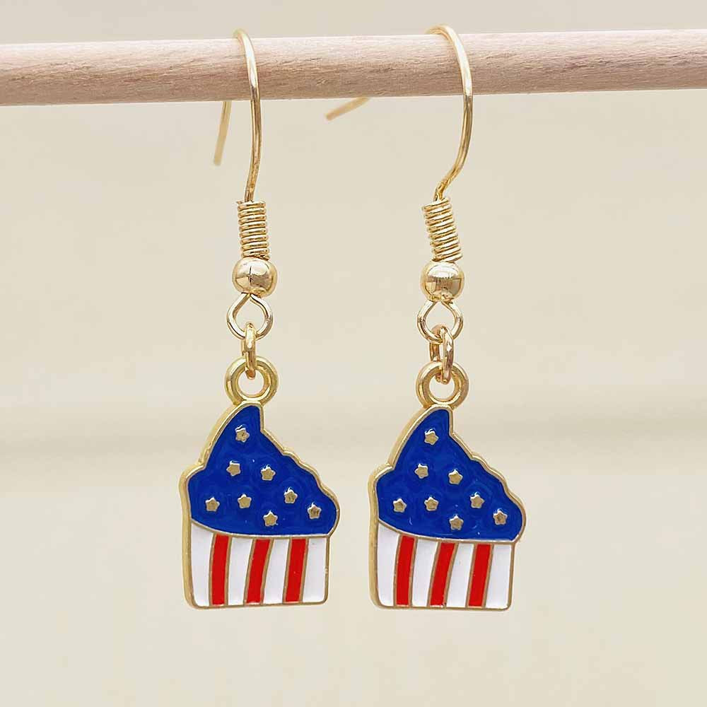 Women's Independence Day patriotic enamel flag dangle earrings with hypoallergenic fishhook wires Kalsten