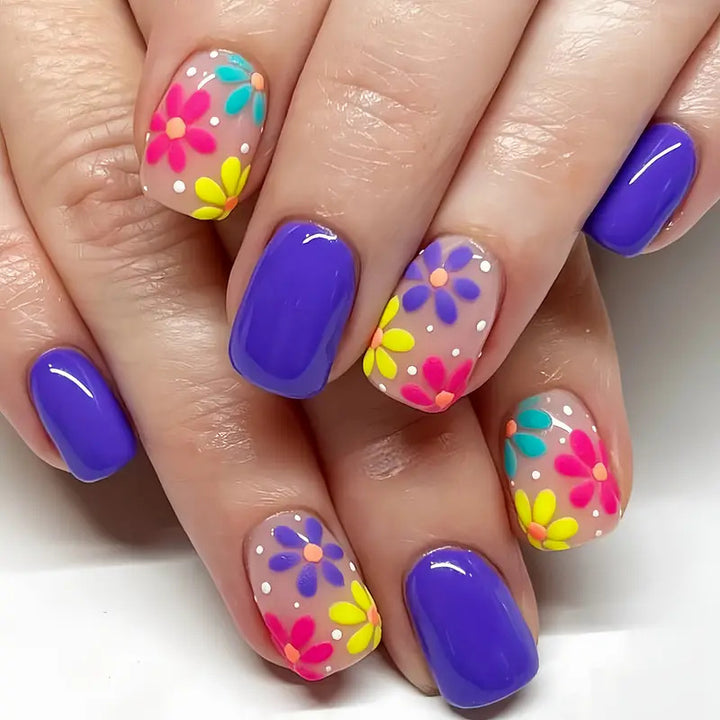 Floral Themed Acrylic Nail Art Kalsten