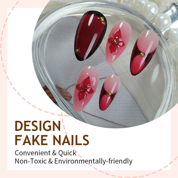 Artificial nail set with exquisite flower and glitter motifs Kalsten