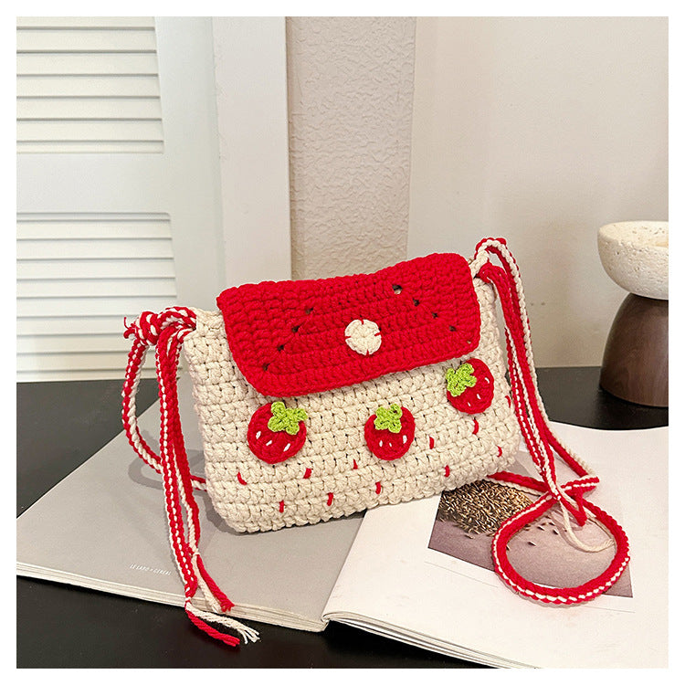Playful Strawberry-Themed Crochet Handbag