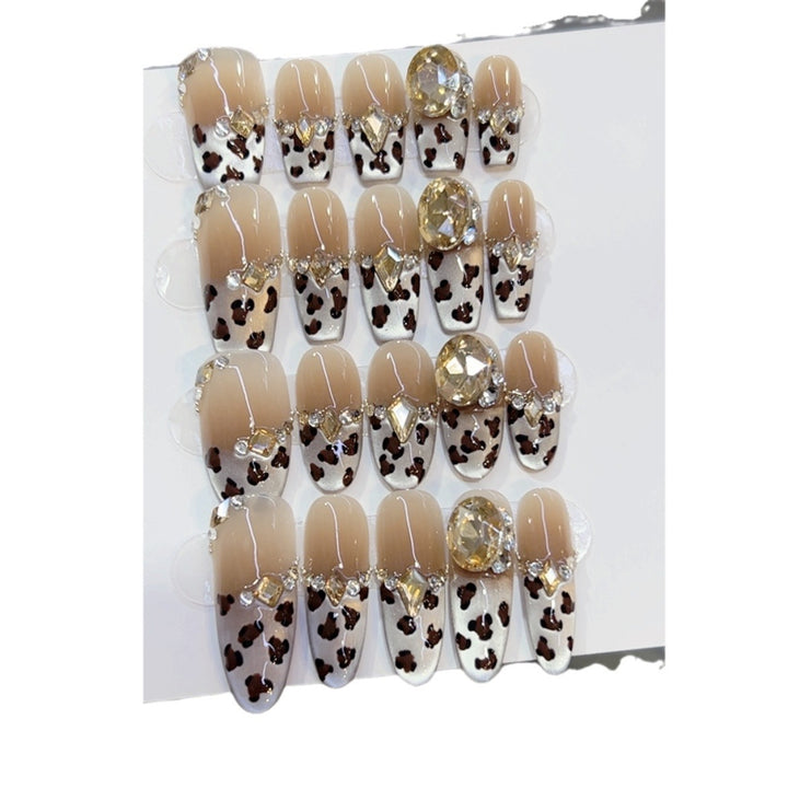 Artistic Press-On Nail Set with Leopard Design Kalsten