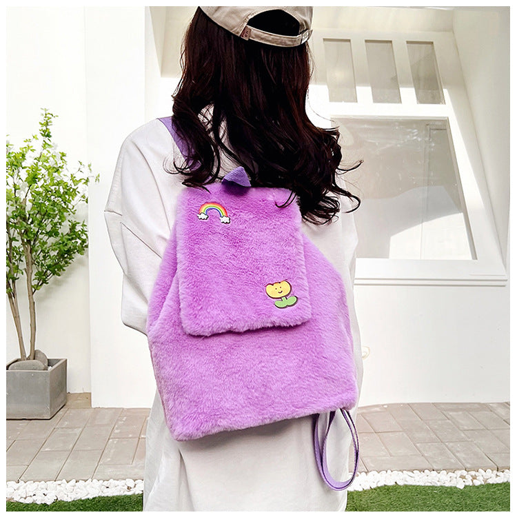 Plush Backpack with Colorful Appliqués Kalsten