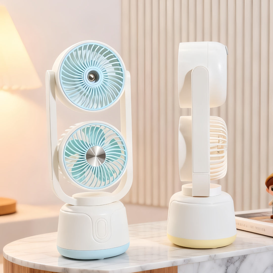 Portable USB Air Humidifier Fan with Dual Blower and Splash-Proof Function Kalsten
