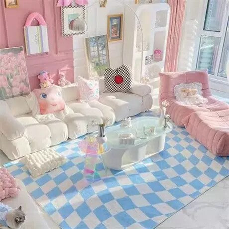 Scalloped Checkerboard Area Rug