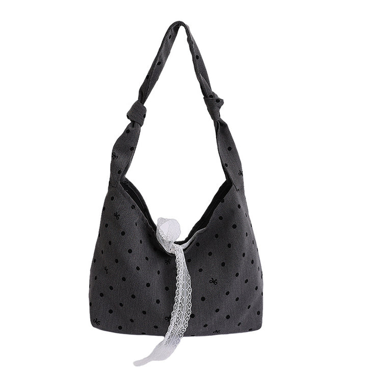 Polka Dot Canvas Hobo Bag