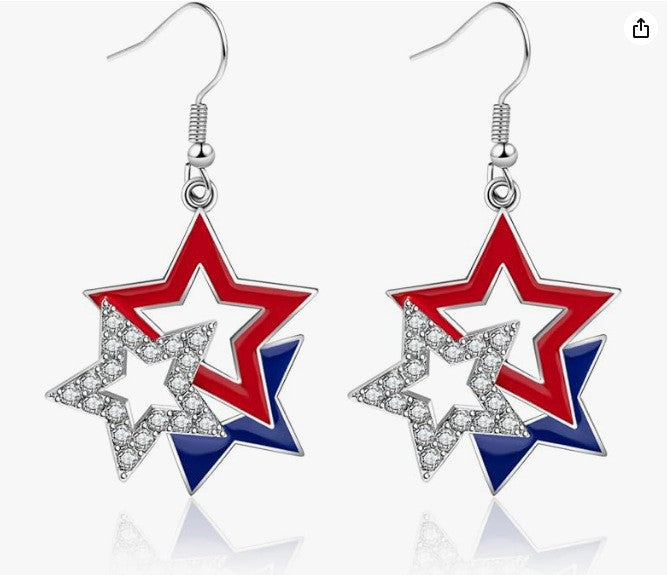 Ladies' statement star earrings with crystal embellishment and enamel coating Kalsten