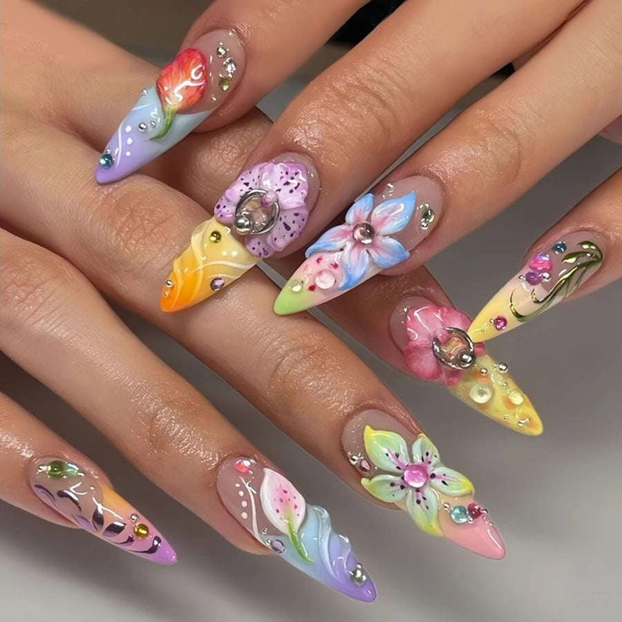 Intricately Designed Floral Press-On Nails Kalsten