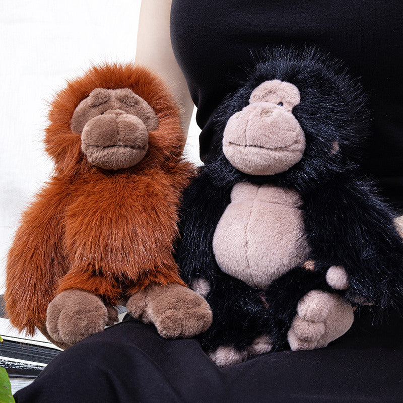 Plush Sitting Gorilla Toy with Long Faux Fur and Soft Bean-Fill Kalsten