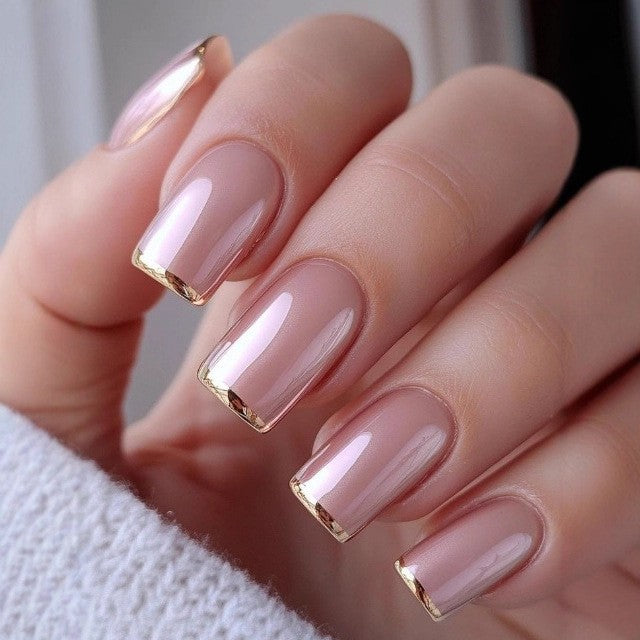 Elegant Artificial Nails with French Manicure and Glitter Effects Kalsten