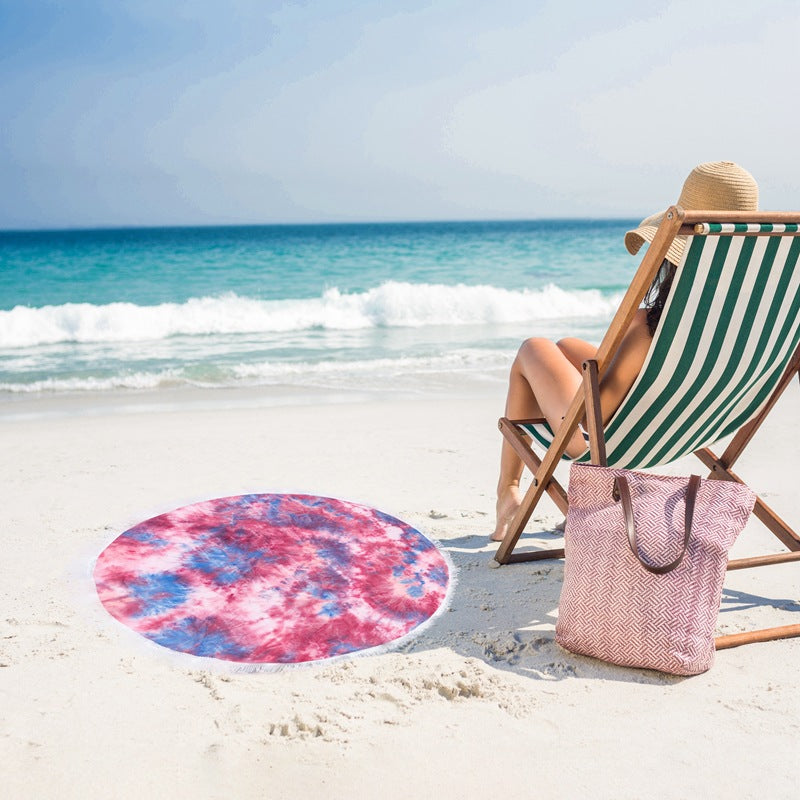Ladies round beach blanket with fringes Kalsten