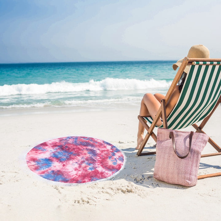 Ladies round beach blanket with fringes Kalsten
