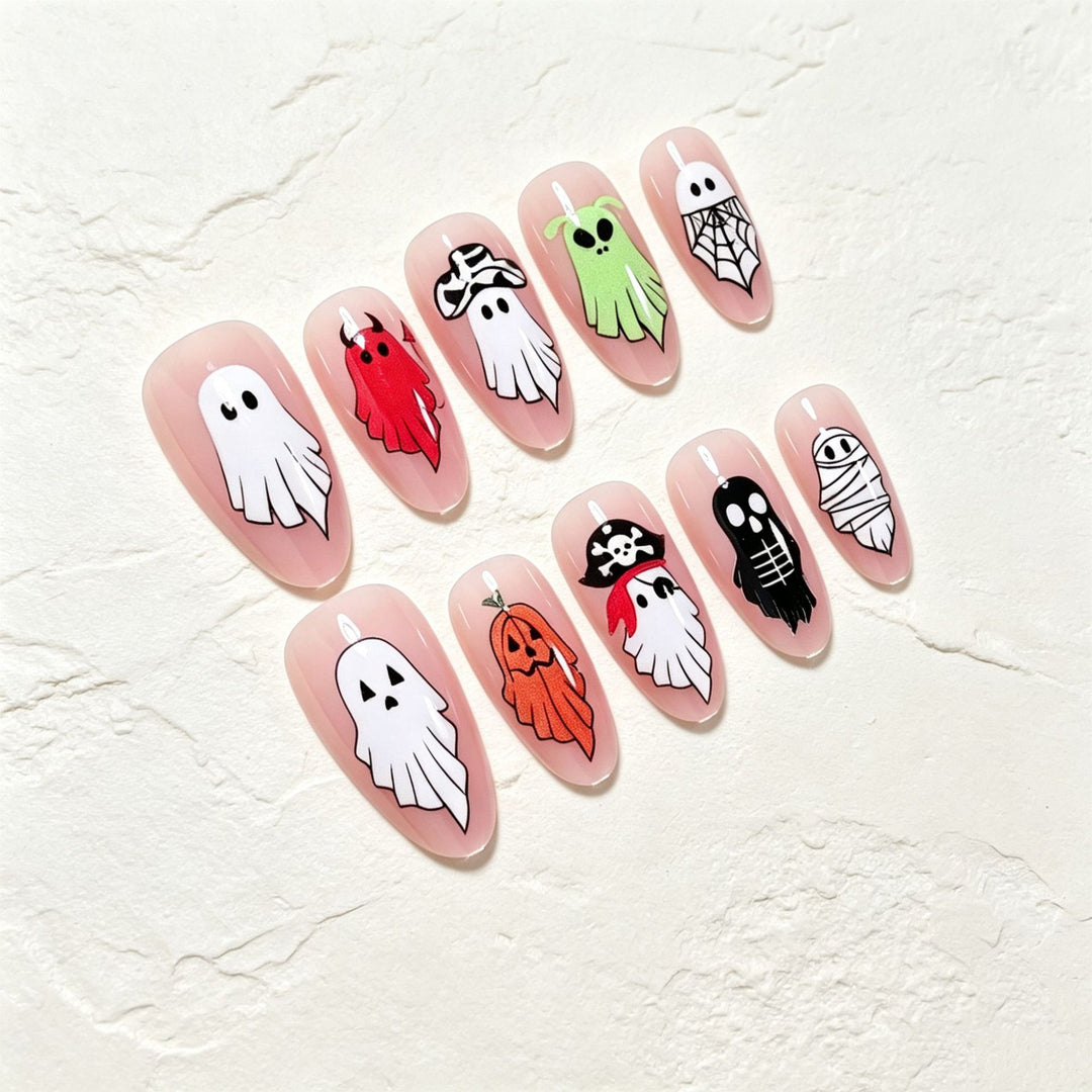 Halloween Nail Art Set with Creative Ghost Designs Kalsten