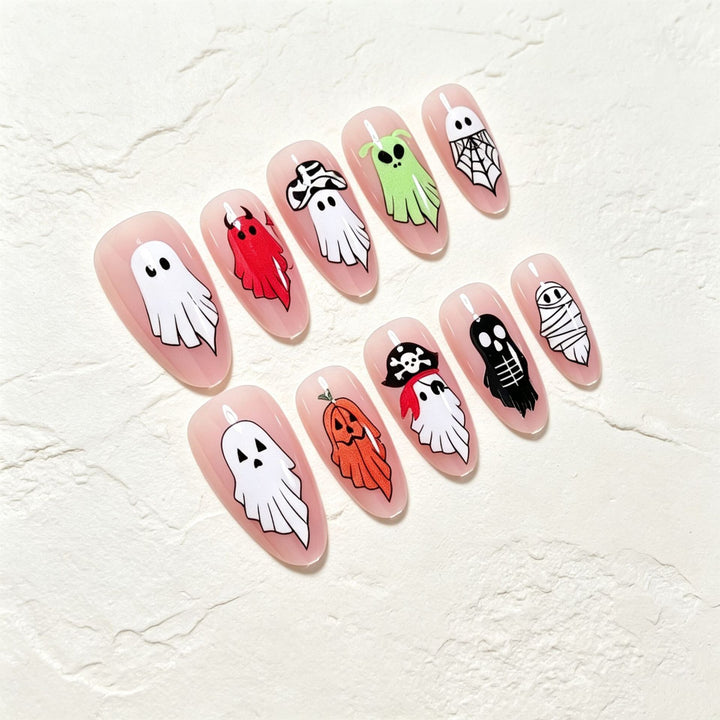 Halloween Nail Art Set with Creative Ghost Designs Kalsten