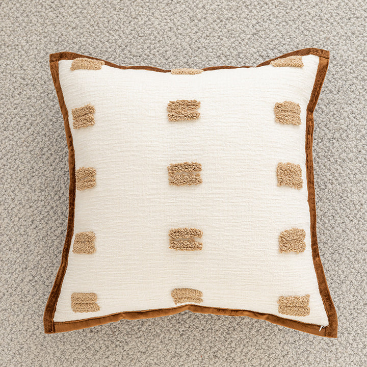 Woven Houndstooth Textured Square Throw Pillow Cover with Piped Edge and Concealed Zipper