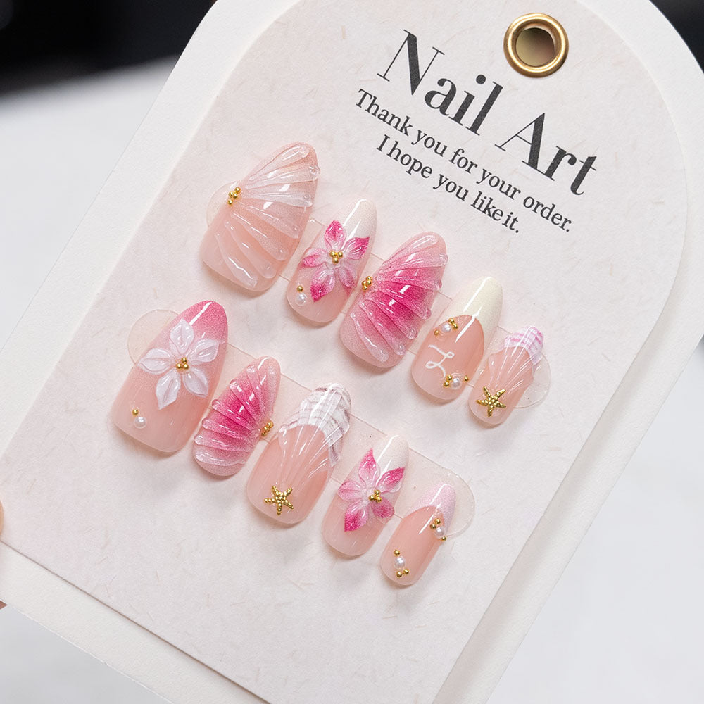 Floral-Designed Press-On Nail Set