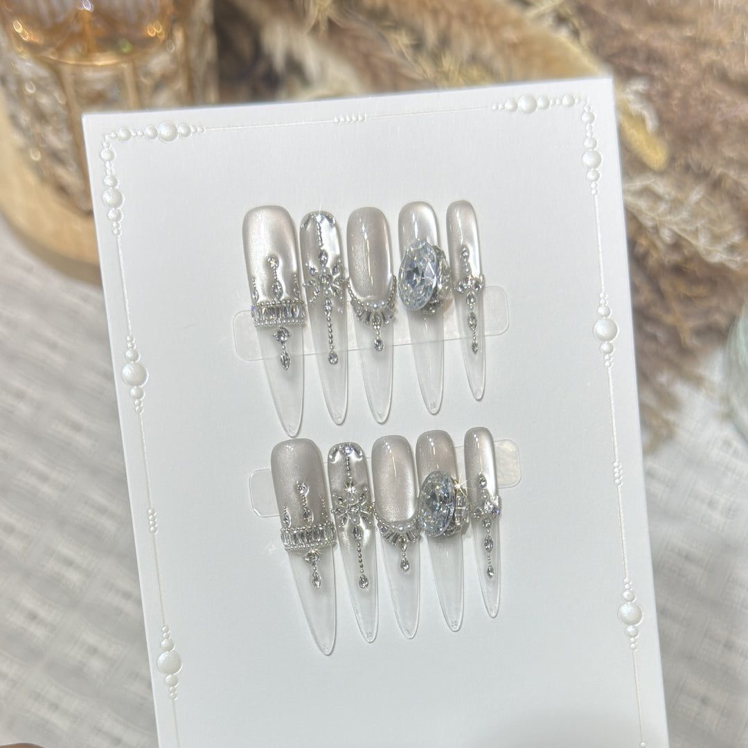 Premium Rhinestone-Embellished Press-On Nail Set Kalsten