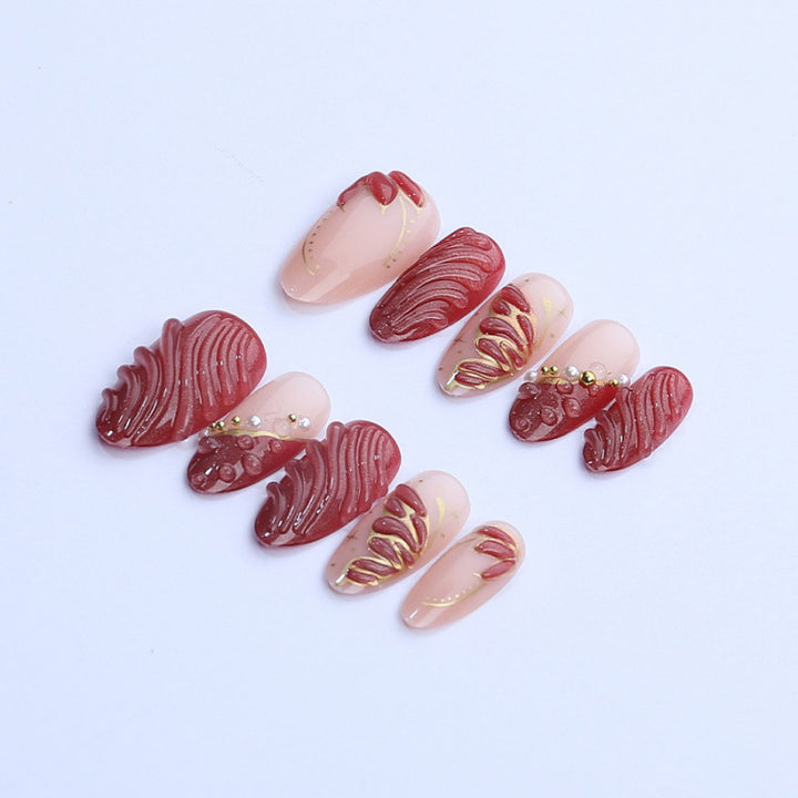 Elegant 3D Decorative Press-On Nail Set