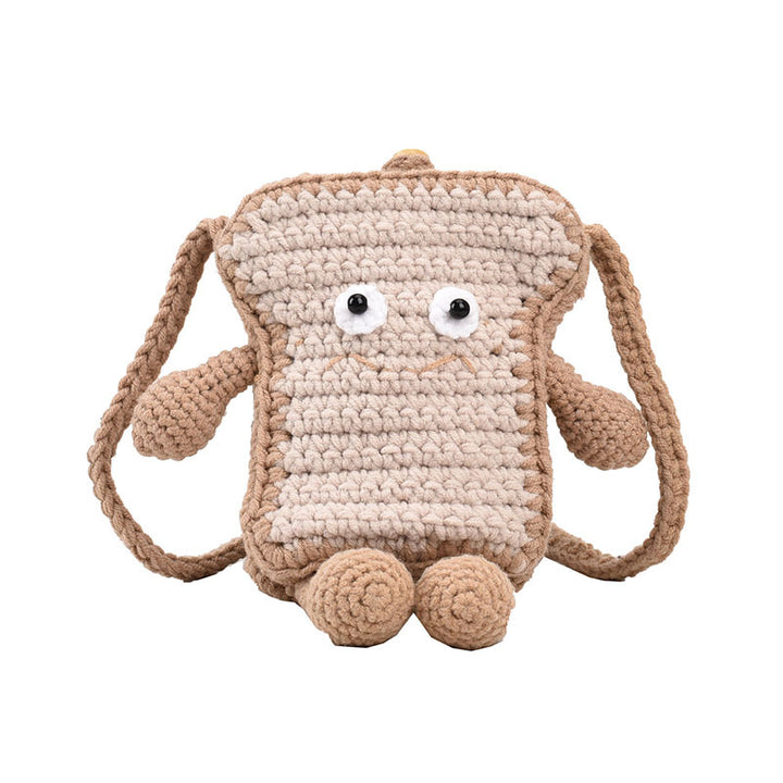 Cute Crochet Toast-Themed Mini Backpack