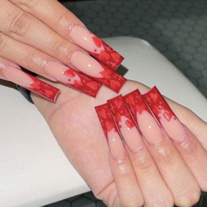Elegant Long Square Nail Designs with Gem Accents