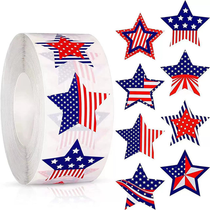 Unisex nano sticker set with patriotic star motifs in roll format, removable and versatile Kalsten