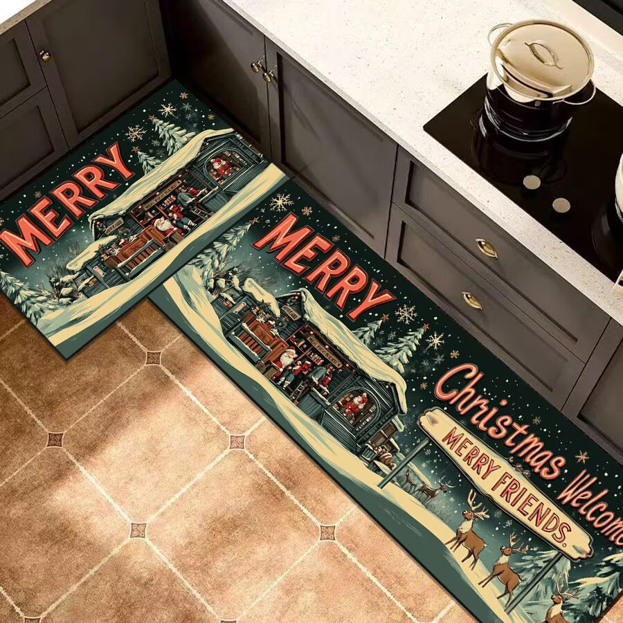 Christmas-Themed Kitchen Runner Mat for Home