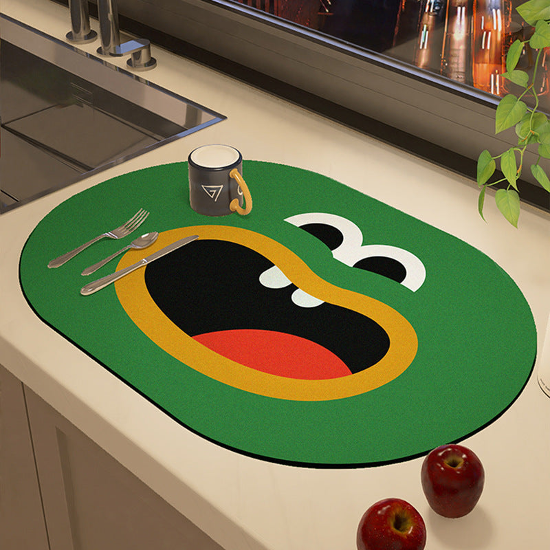 Playful Cartoon-Theme Kitchen Mat