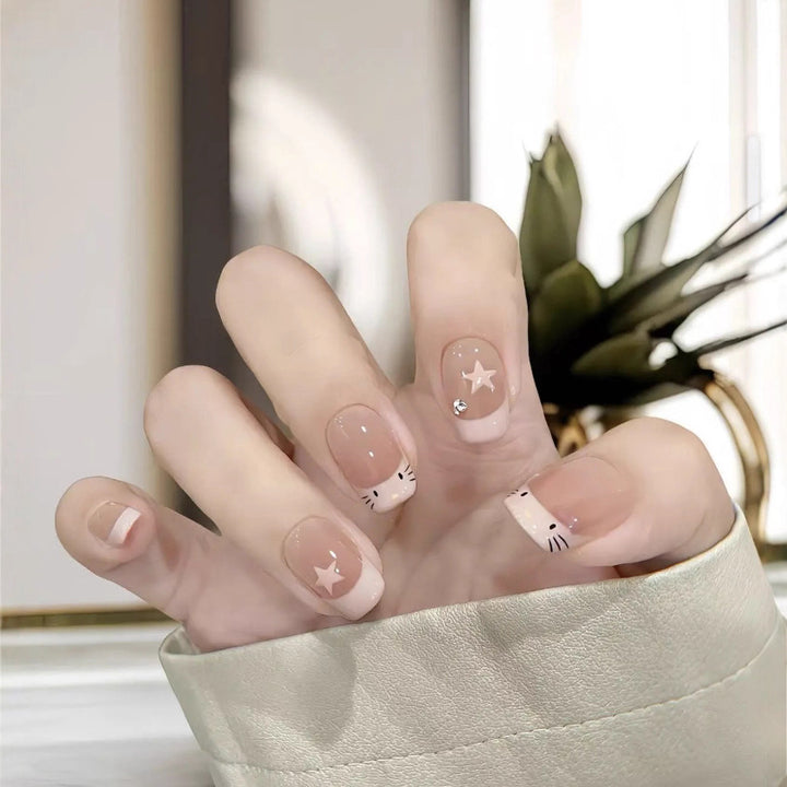 Cute Cat-Themed Press-On Nail Set Kalsten