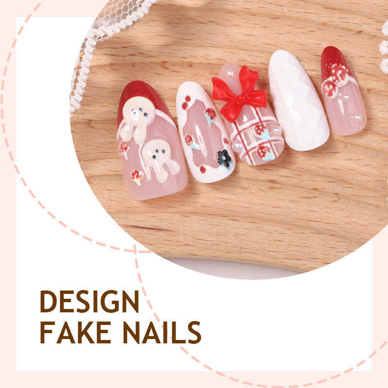 Creative acrylic nail set with playful bunny and gift designs Kalsten