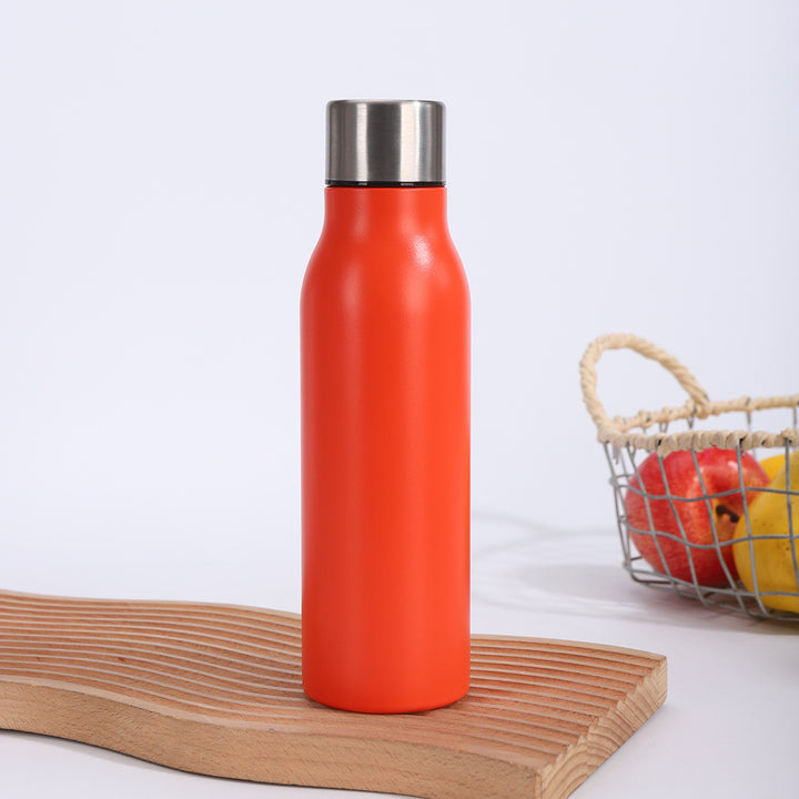 Double-Wall Vacuum Insulated Stainless Steel Slim Travel Bottle With Leakproof Screw Cap And Narrow Ergonomic Neck