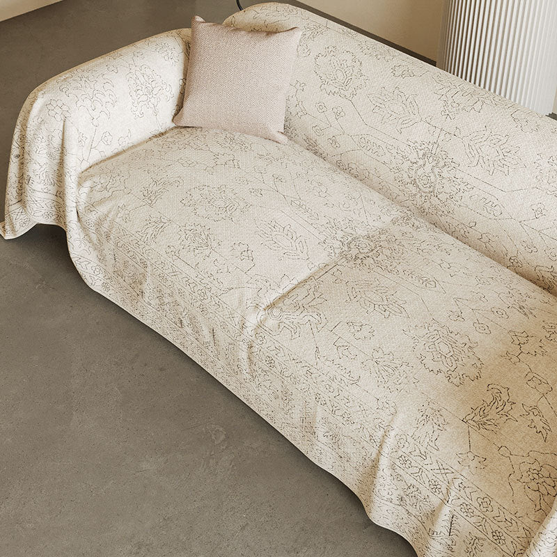 Vintage-Inspired Linen-Blend Reversible Sofa Throw Slipcover